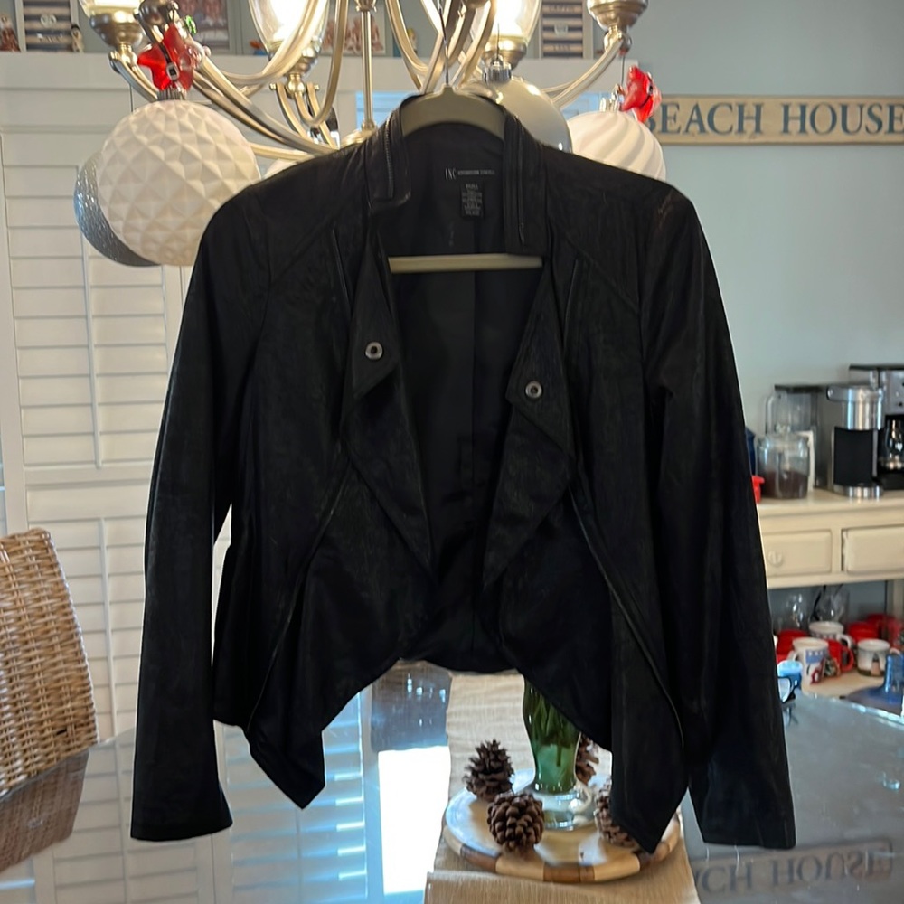 Open friend black sparkly jacket size small. Open front workable pockets